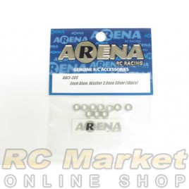 ARENA AW3-30S 3mm Alum. Washer 3.0mm Silver (10pcs)