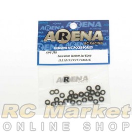 ARENA AWS-3BK 3mm Alum. Washer Set Black (0.5,1.0,1.5,2.0,2.5,3 Each X4)