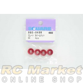 SQUARE SGE-04SR Aluminum M4 Flanged Cerate Nut 4 pcs. (Red)