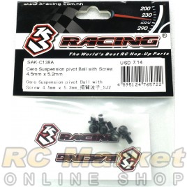 3RACING SAK-C138A Suspension Pivot Ball with Screw 4.5mm x 5.2mm (Steel) For CERO
