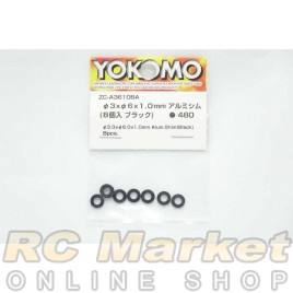 YOKOMO ZC-A3610BA Aluminum Shim φ3xφ6x1.0mm Black (8pcs)