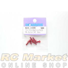 SQUARE NAX-308R 3x8 Hex Button Head Screws (Red/6pcs)