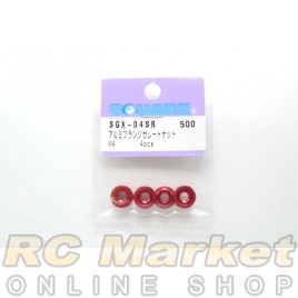 SQUARE SGX-04SR Aluminum M4 Flanged Cerate Nut 4 pcs. (Red)