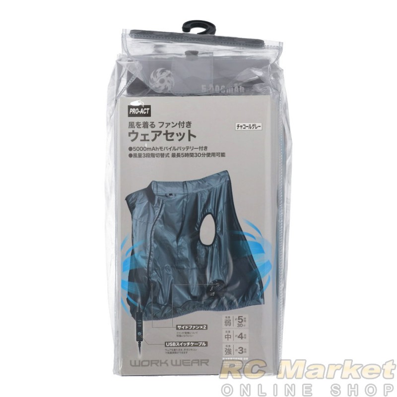 PROACT KN26-LL (CHA) Air-Conditioned Workwear Set with Fan, Charcoal Gray/Size LL