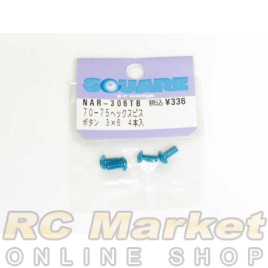 SQUARE NAR-306TB 3x6 Hex Button Duralumin Screw (Light Blue/4pcs)