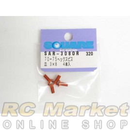 SQUARE SAR-308OR 3x8 Alum. Flat Head Hex Screw Orange 