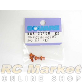 SQUARE NAR-304OR 3x4 Hex Button Duralumin Screw (Orange/4pcs)
