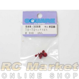 SQUARE SAR-306R 3x6 Alum. Flat Head Hex Screw Red