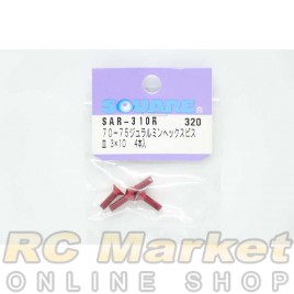 SQUARE SAR-310R 3x10 Alum. Flat Head Hex Screw Red