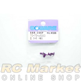 SQUARE SAR-306P 3x6 Alum. Flat Head Hex Screw Purple