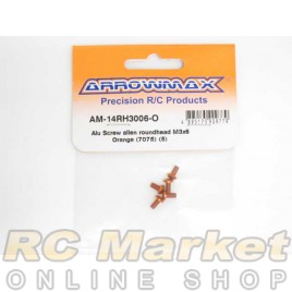 ARROWMAX 14RH3006-O Alu Screw Allen Roundhead M3X6 Orange (7075) (5)