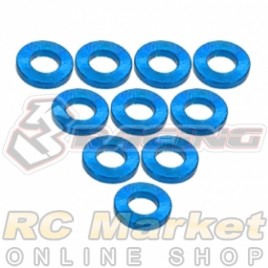 3RACING 3RAC-WF310/LB Aluminium M3 Flat Washer 1.0mm - 10 pcs - Light Blue