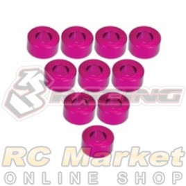 3RACING 3RAC-WF330/PK Aluminium M3 Flat Washer 3.0mm - 10 pcs - Pink