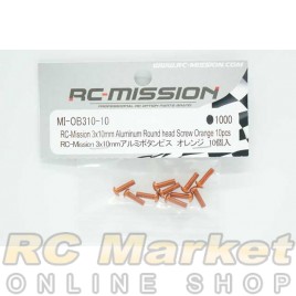 RC MISSION MI-OB310-10 3x10mm Aluminum Round Head Screw Orange 10pcs