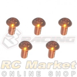 3RACING TS-BSM306AL/OR M3 x 6 AL7075 Button Head Hex Socket - Machine (5pcs) - Orange