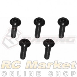 3RACING TS-BSM310AL/BL M3 x 10 AL7075 Button Head Hex Socket - Machine (5pcs) - Black