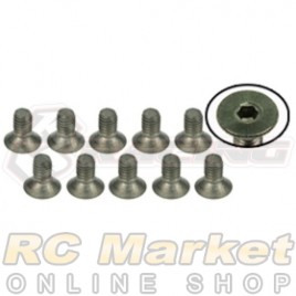 3RACING TS-FSM305M M3 X 5 Titanium Flat Head Hex Socket - Machine (10pcs)