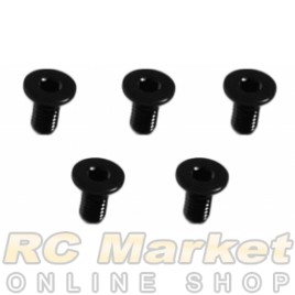 3RACING TS-FSM306AL/BL M3 x 6 AL7075 Flat Head Hex Socket - Machine (5pcs) - Black