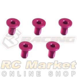 3RACING TS-FSM306AL/PK M3 x 6 AL7075 Flat Head Hex Socket - Machine (5pcs) Pink
