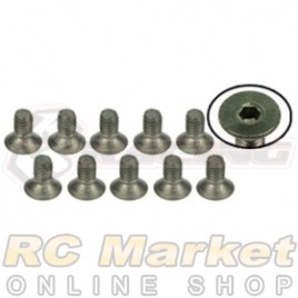 3RACING TS-FSM306M M3 x 6 Titanium Flat Head Hex Socket - Machine (10pcs)