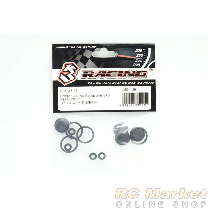 3RACING SAK-U314B M4 PRO Damper O-Ring Replacement for #SAK-U314/PK