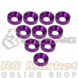 3RACING 3RAC-WC3/PU M4 PRO Aluminium M3 Countersink Washer (10 pcs) - Purple