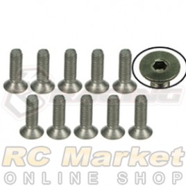 3RACING TS-FSM310M M3 x 10 Titanium Flat Head Hex Socket - Machine (10 pcs)