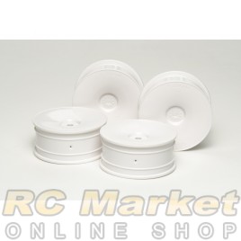TAMIYA 53475 Medium Narrow Dish Wheel White, Set of 4 (Offset 0)